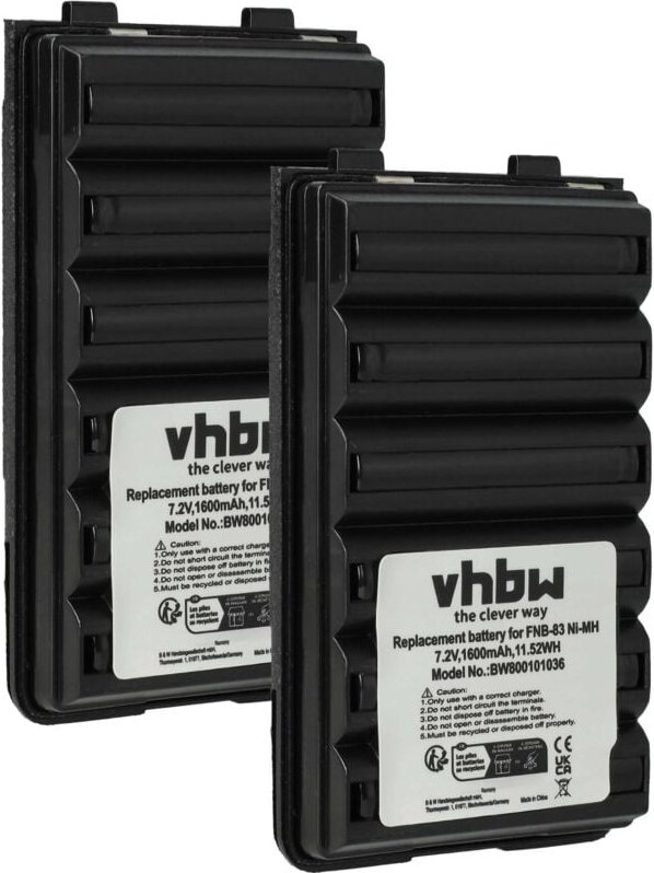 vhbw 2x Akku kompatibel mit Yaesu Vertex FT-277R, FT-250R, FT-250E, FT60, FT-270R, FT-270E, FT-60 Funkgerät, Walkie Talk...