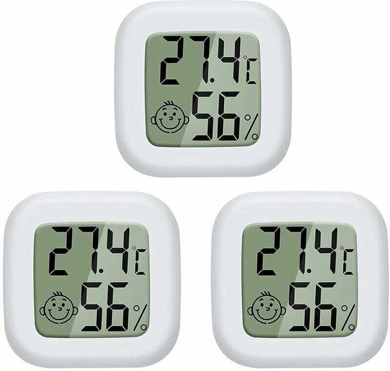 Hygrometer, 3 Stück, Mini-LCD-Digitalthermometer, Babyzimmer, Wohnzimmer, Büro, Kühlschrank, Innenthermometer und Hygrom...