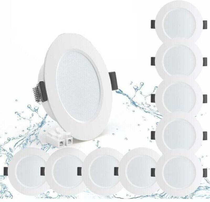 10er-Pack 5W IP44 98mm LED-Einbaustrahler, Neutralweiß 4000K wasserdichte Einbauleuchte 450lm, 25mm extra flacher LED-St...