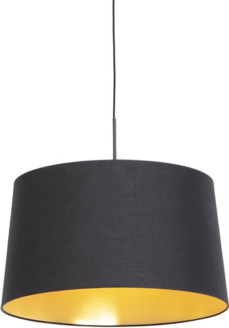 Hängelampe mit Baumwollschirm schwarz mit Gold 50 cm - Combi