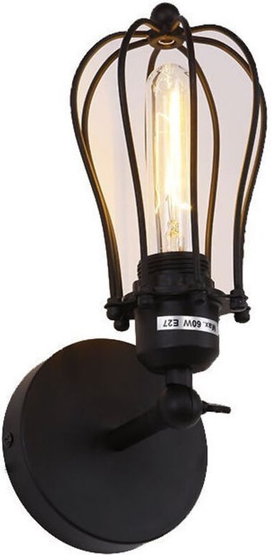 EDM - Vintage-Wandleuchte aus Metall, E27, 60 w, Farbe Schwarz, 11 x 16 x 32 cm
