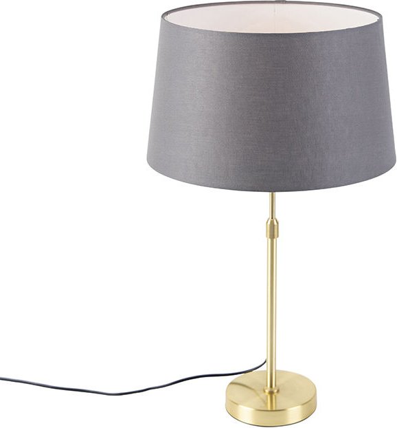 Tischlampe Gold / Messing mit Leinenschirm grau 35 cm - Parte
