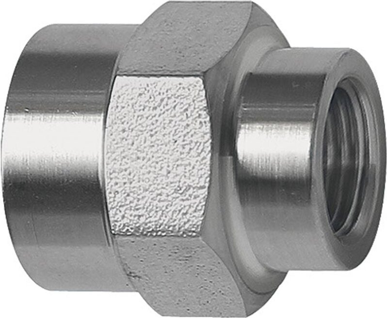 Muffe, Außensechskant, reduzierend, g 3/4, g 1/2, es 1.4571 - Riegler