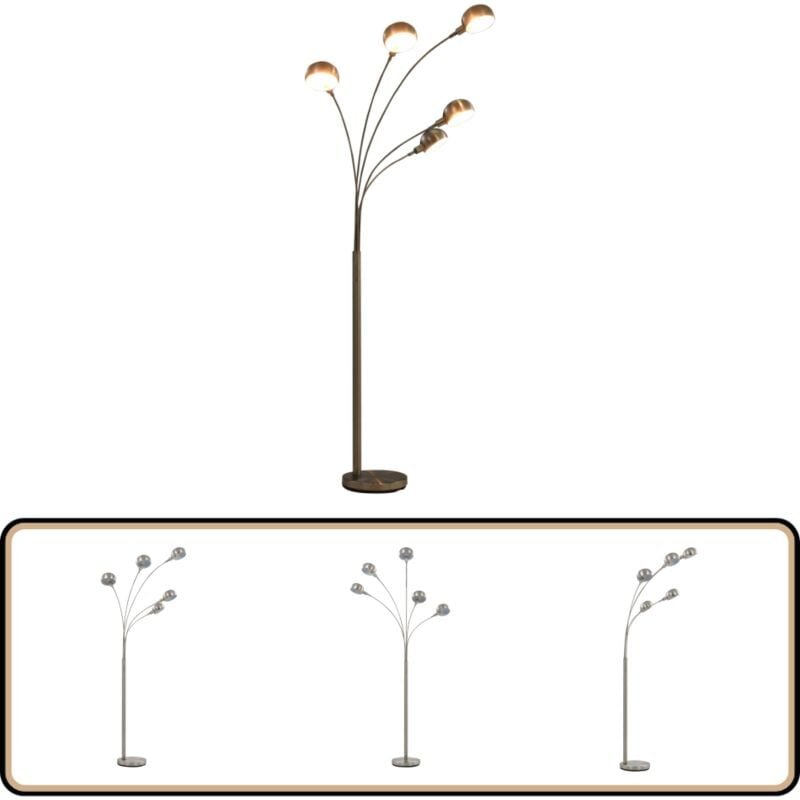Stehlampe 200 cm 5 x E14 Silbern - Stehlampe - Bogenlampe - Moderne Beleuchtung - Wohnzimmer Dekoration - Skandinavische...
