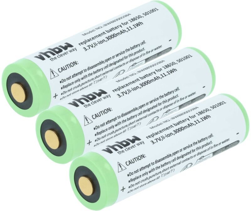 vhbw 3x Akku kompatibel mit Ledlenser P6 Core Edidition 2021, P6R Core Edition 2020 Taschenlampe Kopflampe (3 Ah, 3,7 V,...