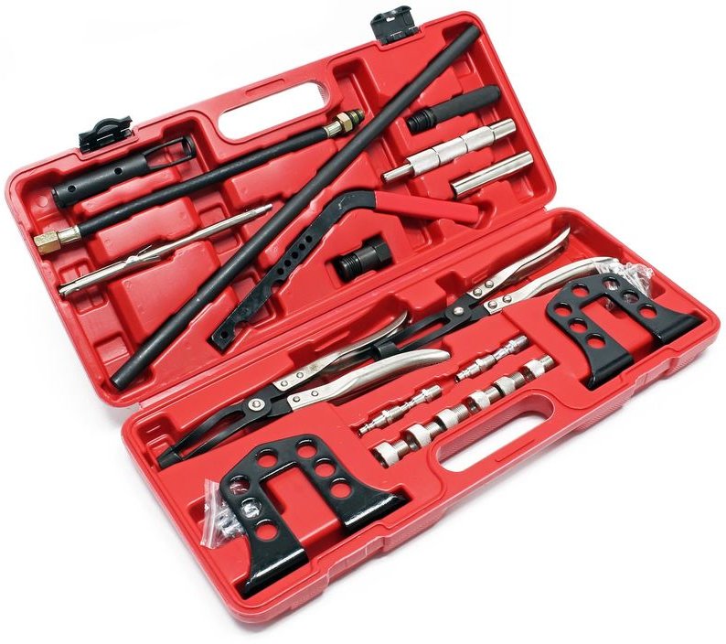 25 teiliges Druckluft Ventilfederspanner Ventilfeder Set, Federspanner für Ventilschaftdichtung, Montage und Demontage -...