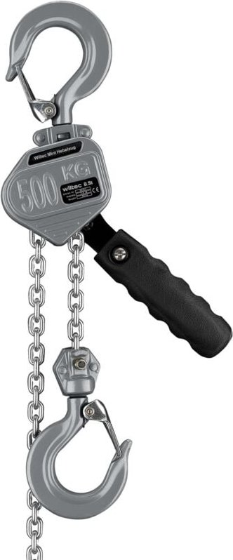 Wiltec - Mini Hebelzug bis 500 kg, robuster Handkettenzug 1,5 m Hubhöhe, Kettenzug aus Aluminium, manueller Hebelzug, ho...