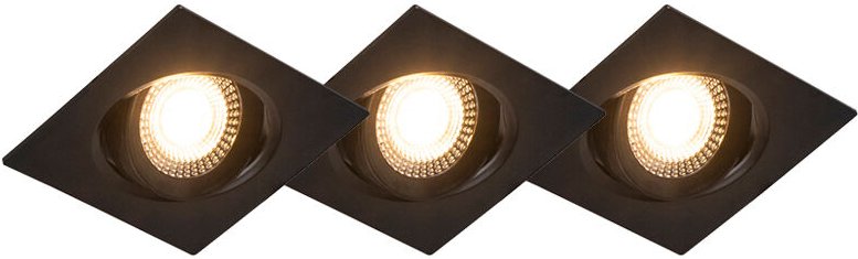 3er Set Einbaustrahler schwarz inkl. led 3-stufig dimmbar - Miu