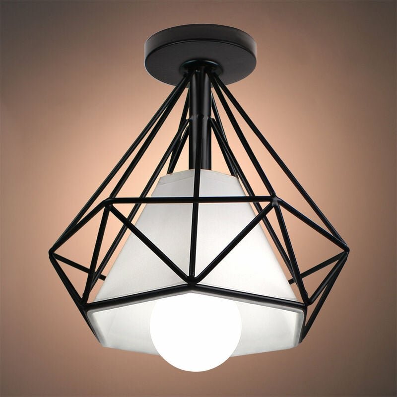 Deckleuchte Diamant Vintage Industriell Stil Deckenlampe mit Ø20cm Lampenschirm Innen E27 Fassung für Wohnzimmer Schlafz...