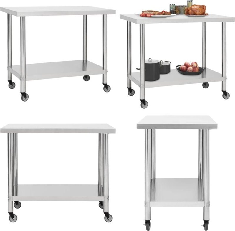 Küchen-Arbeitstisch mit Rollen 100x60x85 cm Edelstahl - Arbeitstisch - Arbeitstische - Home & Living