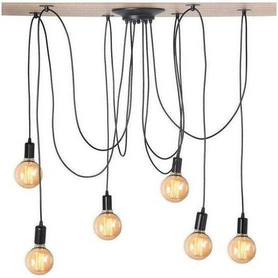 Spinne Pendelleuchte, 6 Flammig Vintage Hängelampe im Industraille Stil, 200cm Kronleuchter Edison E27 Fassung für Loft ...