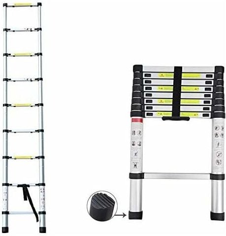 Teleskopleiter 2,6M Rutschfester Aluleiter Schiebeleiter Sprossenleiter, aus hochwertigem Aluminium, Ausziehleiter Teles...