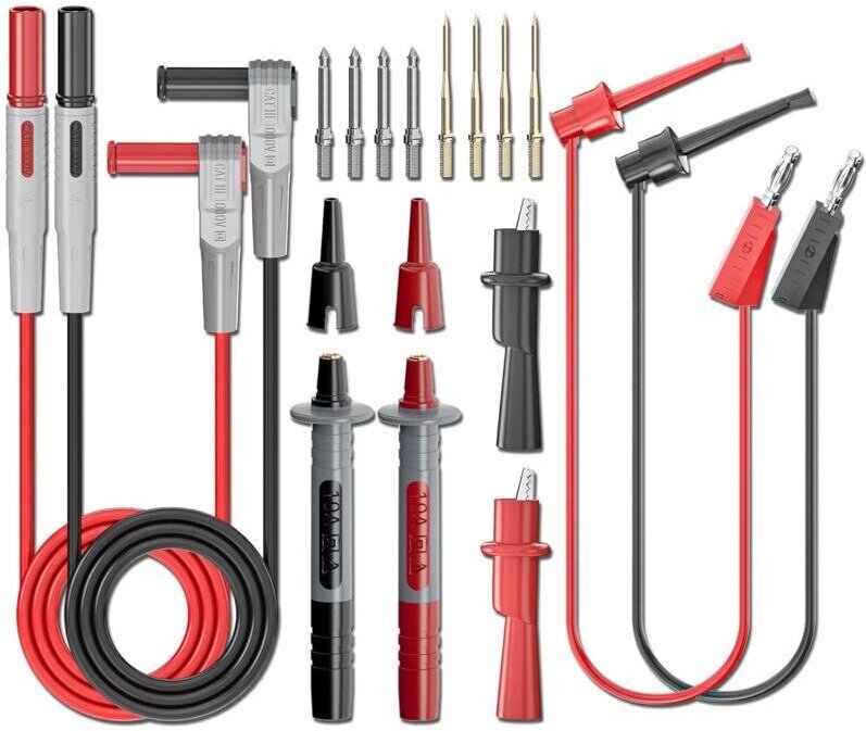 Multimeter-Messleitungssatz mit Krokodilklemmen, Bananenstecker für Prüfhakenklemmen, austauschbarer Messleitung und Prä...