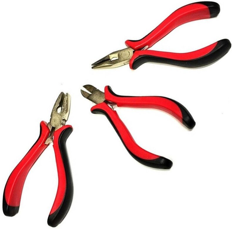 Trade Shop Traesio - Trade Shop - set 3 pezzi mini pinze pinzette precision 125 mm für elettronica bricolage -