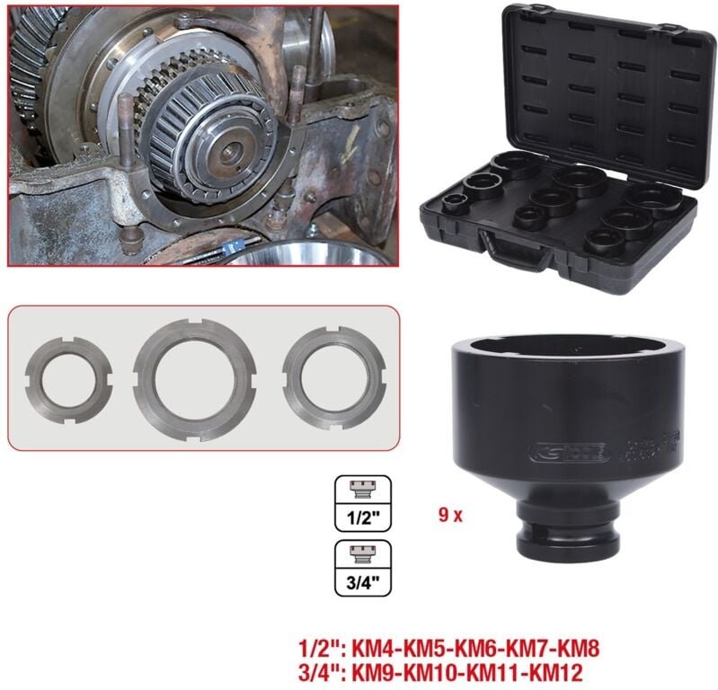 Steckschlüssel-Satz für Nabenmuttern ks tools - 9-teilig - 450.5020