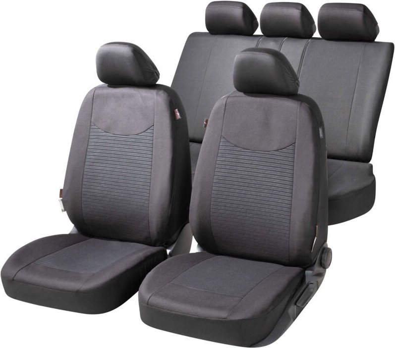 Walser - Autositzbezug zipp-it Speedway, PKW-Schonbezüge Komplettset mit Reißverschluss-System schwarz