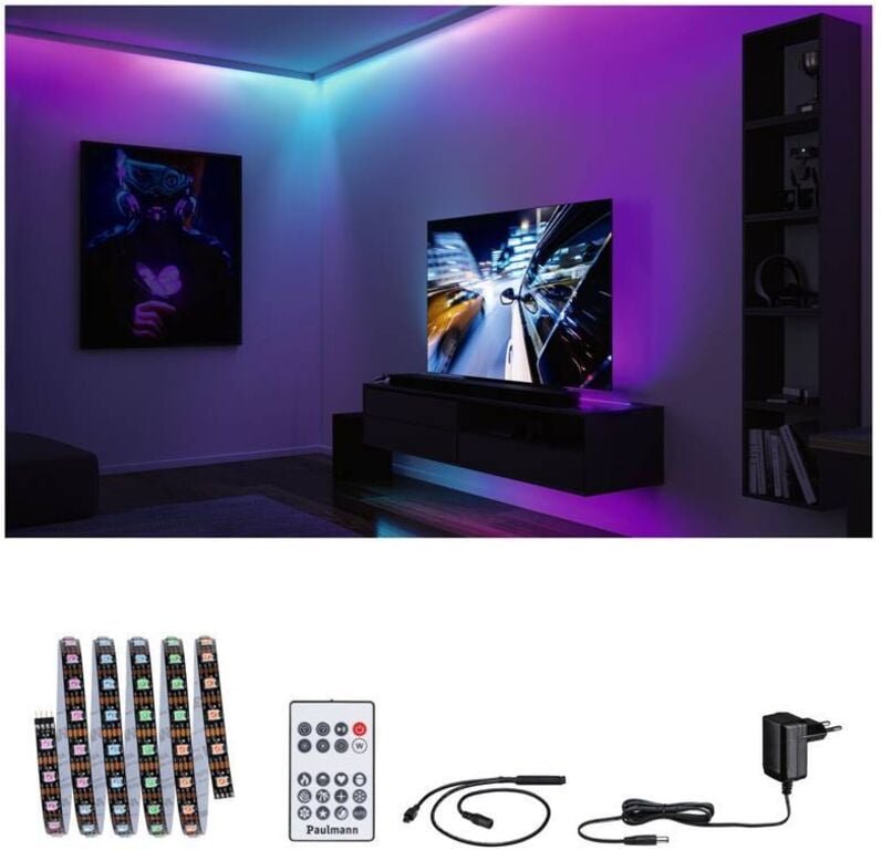 Paulmann Entertain LED Stripe Dynamic Rainbow Komplettset 1,5m RGB kürzbar LED Stripe