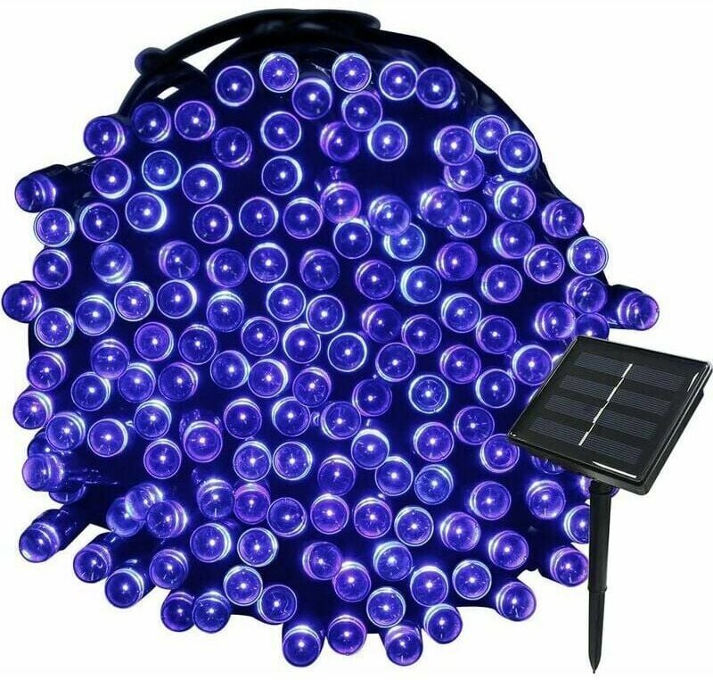 Thumbnail - Blaue 22 m lange Solar-Lichterkette, 200 LEDs, 8 Lichter-Sets, Lichtergirlande, ideal für Party, Hochzeit, Geburtstag un...