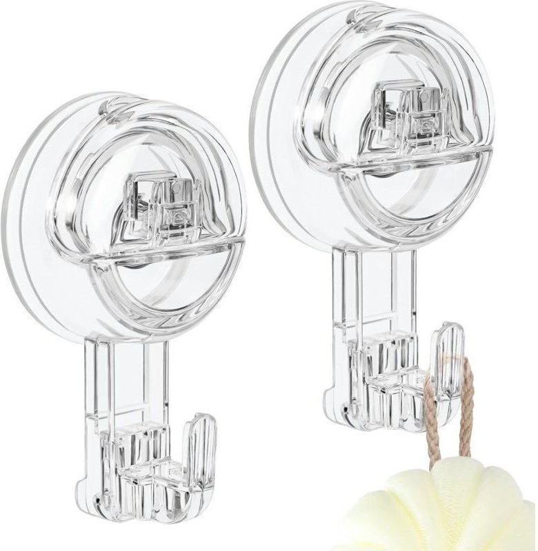 Saugnapfhaken, 2 Stück, transparent, abnehmbar, robust, 3 kg, nagelfrei, für Badezimmer, Küche, Fenster, Bademantel