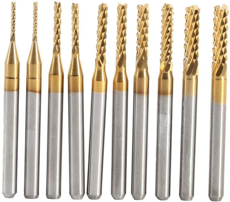 10 Stück Hartmetall-Schaftfräser-Gravierbits, Schnitzbohrwerkzeuge, endierte Mühle, 0,8–3,17 mm - Lntyq