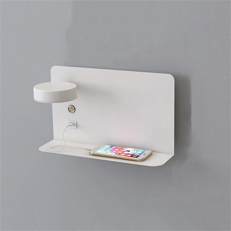 LED Wandlampe, 3-farbig dimmbare LED Wandlampe mit Schalter und USB-Schnittstellenmodus für Schlafzimmer, Flur, Weiß (Li...