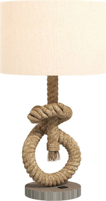 Tischleuchte led Tischlampe mit USB-Anschluss, Lampenschirm aus Stoff, Nachttischlampe mit E27 Fassung für Deko, Schlafz...