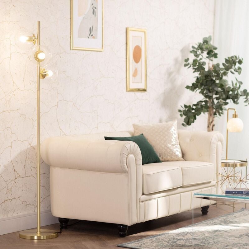 Stehlampe aus Metall und Glas 3 Spots Otos Gold