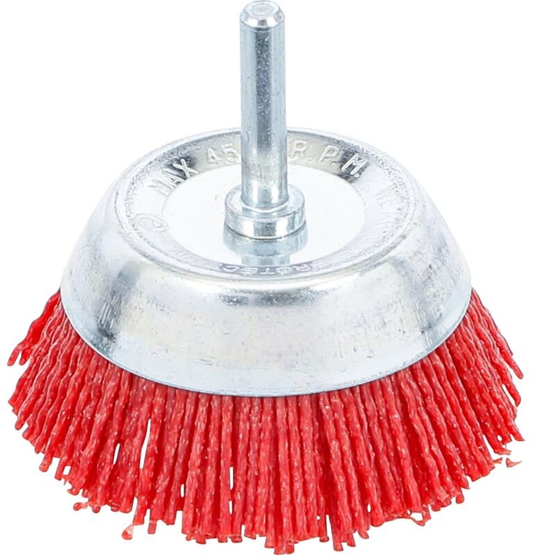 BGS TECHNIC Topfbürste, für Bohrmaschine und Akkuschrauber, Ø 75 mm, Nylon