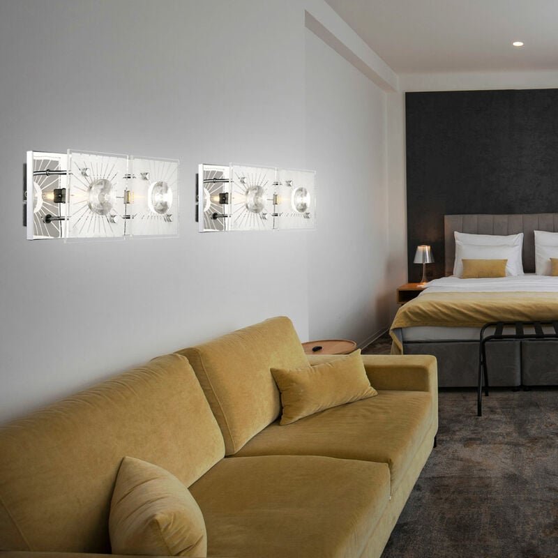 Wandleuchte Kristalle Kristallleuchte Wand Modern Wandlampe Glas Chrom, satiniert, 2-Flammig G9 Fassung, LxBxH 24x11x10 ...