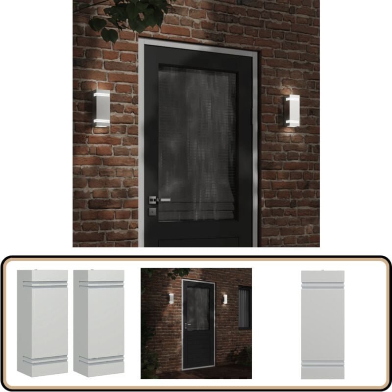 Außenwandleuchten 2 Stk. Silbern Edelstahl - Outdoor-Beleuchtung - Wandleuchte - Edelstahl - Silber - Gartenbeleuchtung