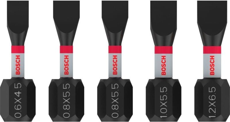 Pro Schrauberbits Slotted Impact Bit, SL4.5, SL5.5(x2), SL5.5, SL6.5, 25 mm, 5-tlg. - Bosch