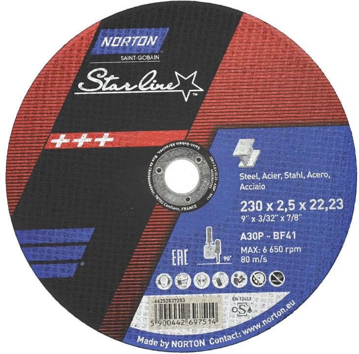 Norton - starline Trennscheibe Ø230x2.5x22.23 mm für Stahl und Edelstahl 66252837253