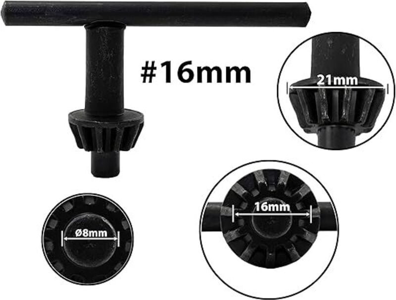 Ø 16 mm Bohrfutterschlüssel, 16 mm Bohrfutterschlüssel, schwarz