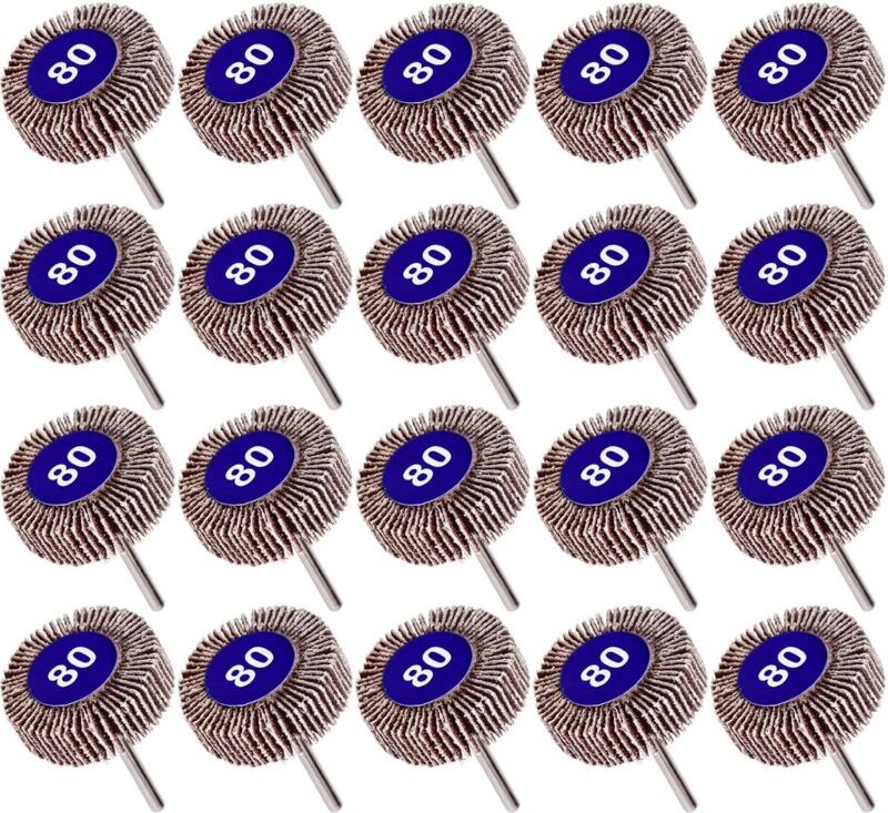 Aougo - Packung mit 20 Lamellenscheiben mit Körnung 80, Schleifpapier-Polierscheibe Dremel Lamellenscheibe 10 mm