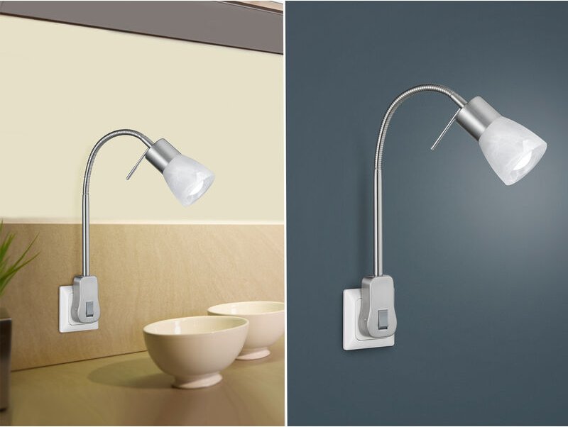 Led Steckerspot levisto mit Schalter und Flexarm, Silber Höhe 40cm