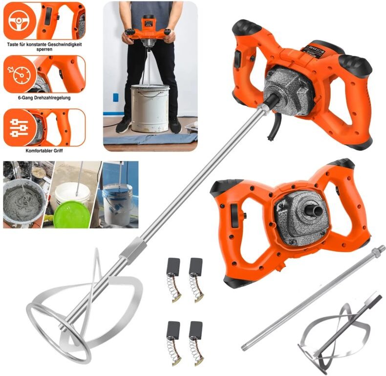 Profi Mörtelrührer Rührwerk Rührgerät Zementrührer 3800 Watt 6-Gang inkl. Rührer
