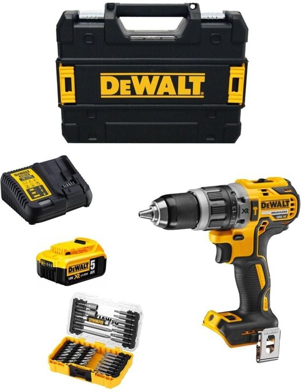 Schlagbohrschrauber DeWALT DCD796P1T (1 x 5,0 Ah + DCB115 + TSTAK II) + Set mit 40 Schrauber bits