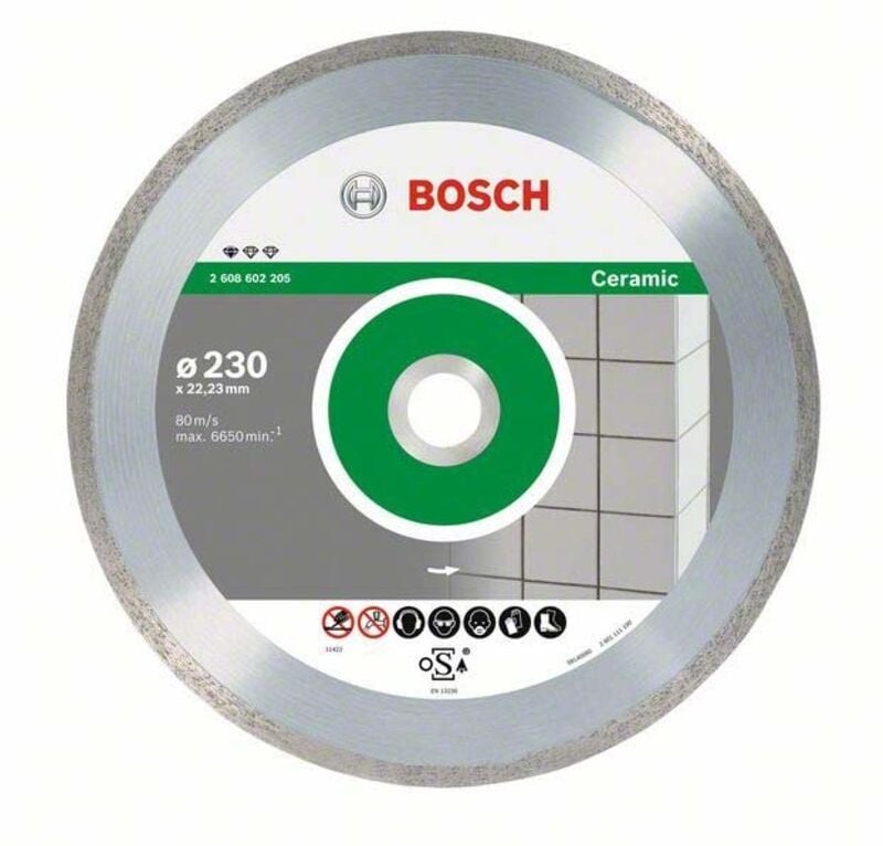 Diamanttrennscheibe Standard for Ceramic, 230 x 22,23 x 1,6 x 7 mm, 10er-Pack - Bosch