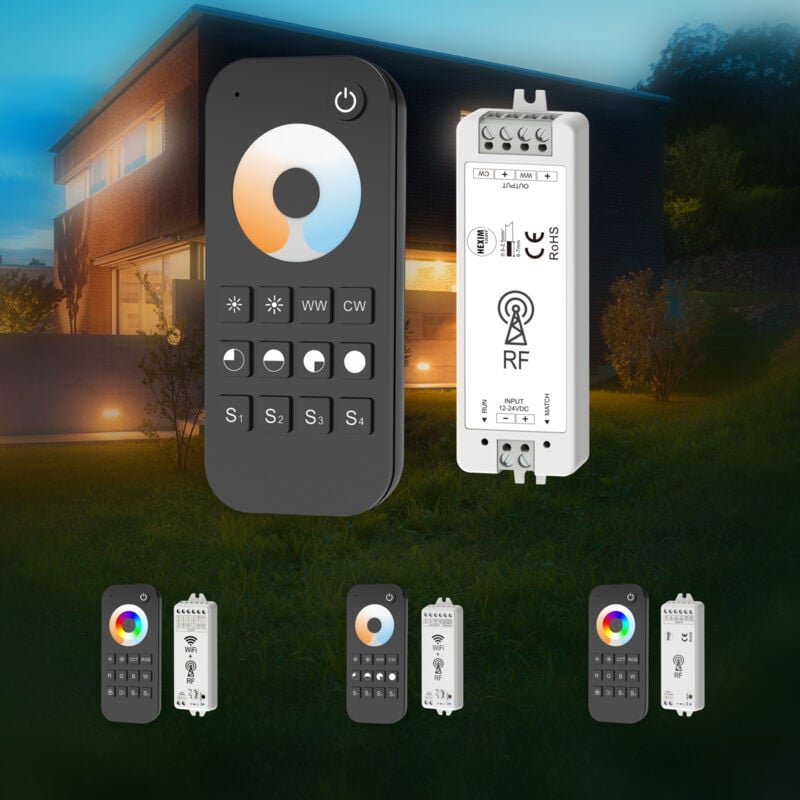 Light 12-36V Wi-FI/RF Controller & Fernbedienung Set rgb/cct led Beleuchtung: cct - Dualweiß, Funkverbindung - Hexim