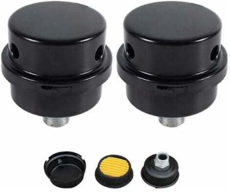 2 Stück Luftkompressor-Schalldämpfer, 3/8 Zoll Außengewinde, Metallgehäuse, 16mm, geräuscharmer Filter für Luftkompresso...