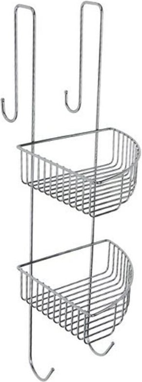 Trade Shop - MENSOLA DA BAGNO DOCCIA ANGOLARE A 2 RIPIANI IN METALLO CROMATO DA APPENDERE 87821 -