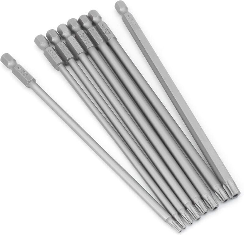 Dpzo - 8-teiliges langes Torx-Bit-Set – 1/4 Zoll magnetischer Sternkopf, 150 mm langer Sechskantschaft, Torx-Elektrowerk...