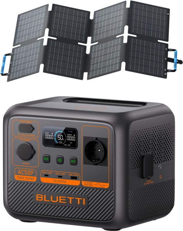 Kit Powerstation BLUETTI AC50P mit Solarpanel 100 W (0% MwSt)
