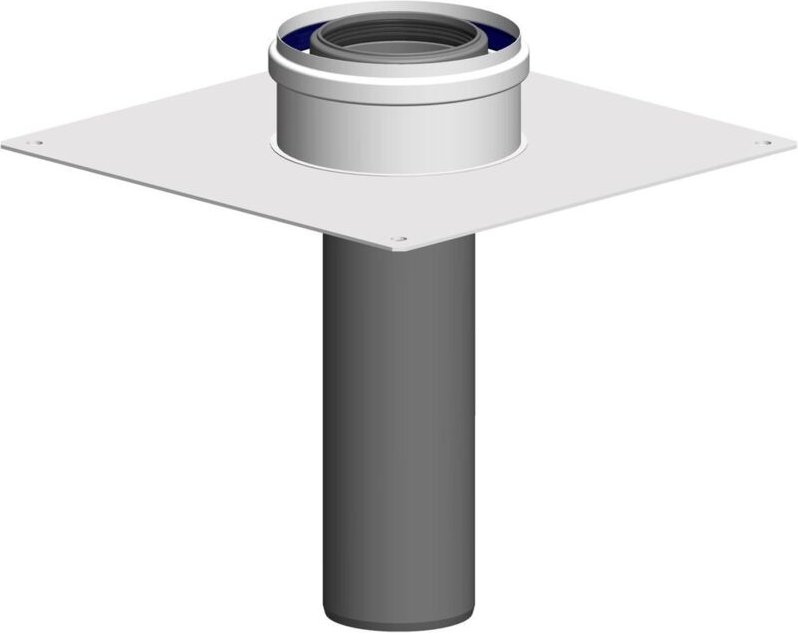 ATEC Kaminabschluß f.Unterdach DN 80/125 300 x 300mm, weiss, 1538