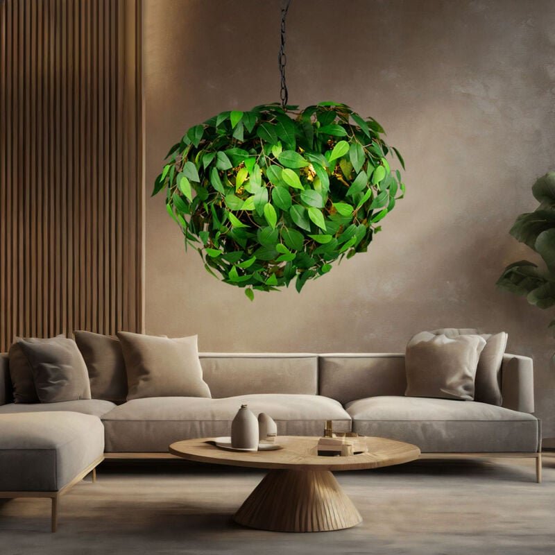 Pendellampe Hängeleuchte Wohnzimme RL ampe Esszimme RL euchte Deckenlampe, Metall Kunststoff grün Blätter-Design, Höhenv...