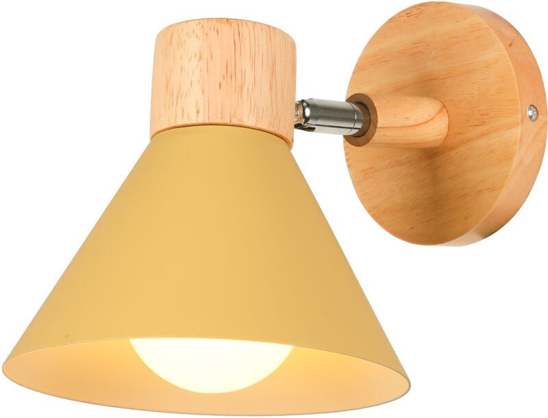 Retro Wandleuchte Holz Metall Wandlampe Innenbeleuchtung für Schlafzimmer Küche Loft E27 Hellgelb
