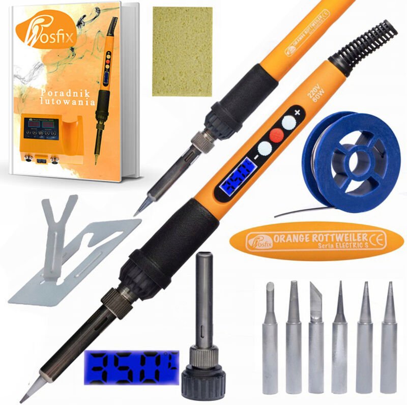 11-in-1-Set Präzisionslötkolben mit Display Rosfix Orange Rottweiler OR60W Electric S Series (Lötkolben, 6 Spitzen, Schw...