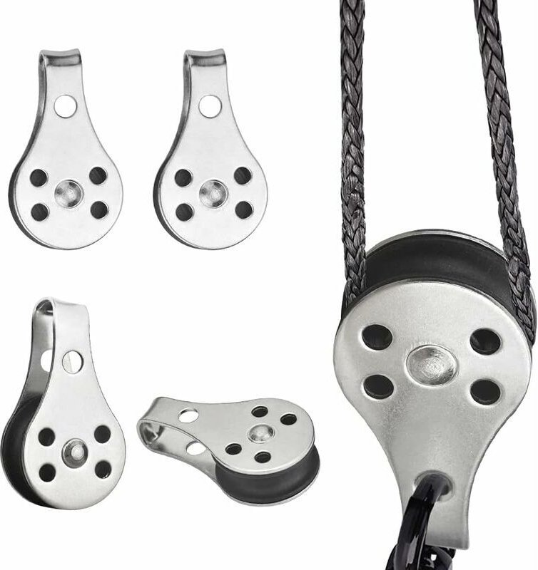 4 Stück Edelstahl-Rollenblöcke 25 mm, Bootsrollen, Seilrollen, massive Heberollen, drehbare Rollenblöcke, Hakenrollen fü...