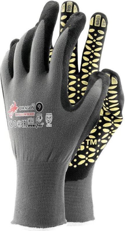 3 Paar Noppen Arbeitshandschuhe, dünne Nitrilschaumbeschichtung FOAM 8