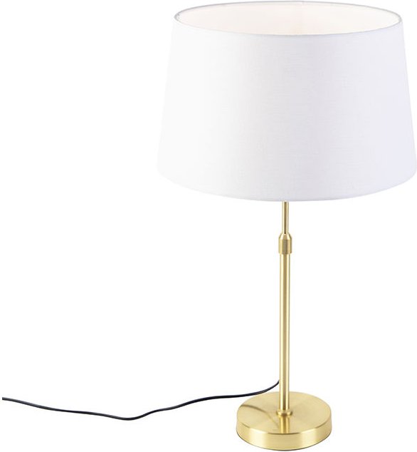 Tischlampe Gold / Messing mit Leinenschirm weiß 35 cm - Parte